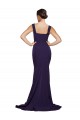Online Square Neck Long Sweep Train Crepe Bridesmaid Dress / Prom Dress with Thick Straps UK