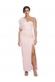 Online One Shoulder Tulle Overlay Sweetheart Neckline Long Formal Crepe Bridesmaid Drss with Thigh Split UK