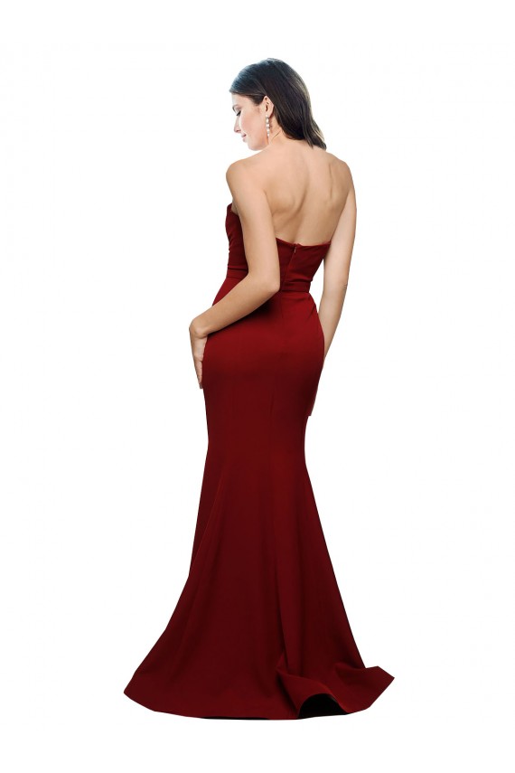 Online Long Full Length Sweetheart Slim Formal Crepe Bridesmaid Dress / Prom Dress with Strapless Bodice UK