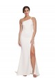 Online Long Sweep Train Crepe Bridesmaid Dress / Prom Dress with Side Split and One Strap UK