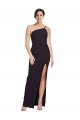 Online Long Floor Length Formal Crepe Bridesmaid Dress / Prom Dress with Side Split and One Strap UK