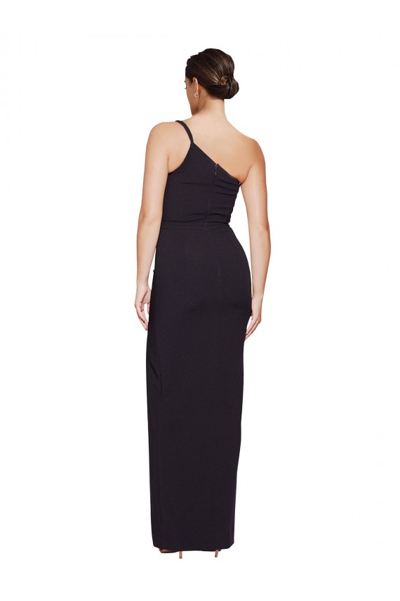 Online Long Floor Length Formal Crepe Bridesmaid Dress / Prom Dress with Side Split and One Strap UK