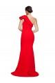Online One Shoulder Long Sweep Train Crepe Bridesmaid Dress / Prom Dress with Thigh High Split UK