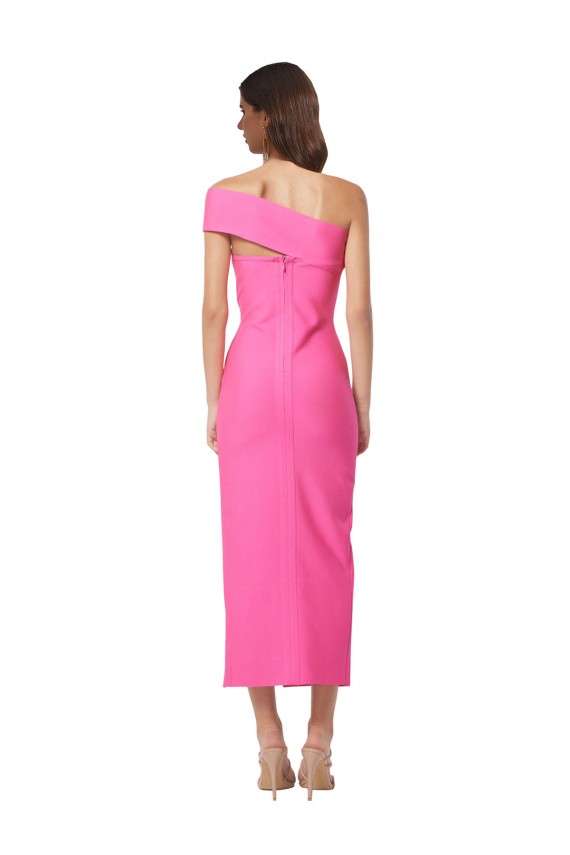 Online One Shoulder Neckline Short Midi Length Formal Crepe Bridesmaid Dress / Cocktail Prom Dress UK