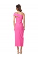 Online One Shoulder Neckline Short Midi Length Formal Crepe Bridesmaid Dress / Cocktail Prom Dress UK