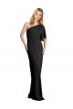 Online Pleated One Shoulder Flutter Sleeves Slim Formal Crepe Bridesmaid Dress / Prom Dress UK