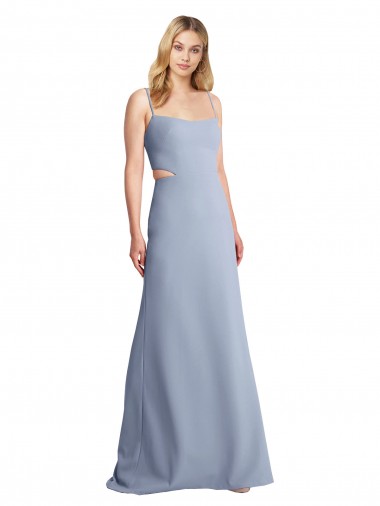 Online Feminine Scoop Neckline Long Crepe Slip Bridesmaid Dress / Prom Dress  UK