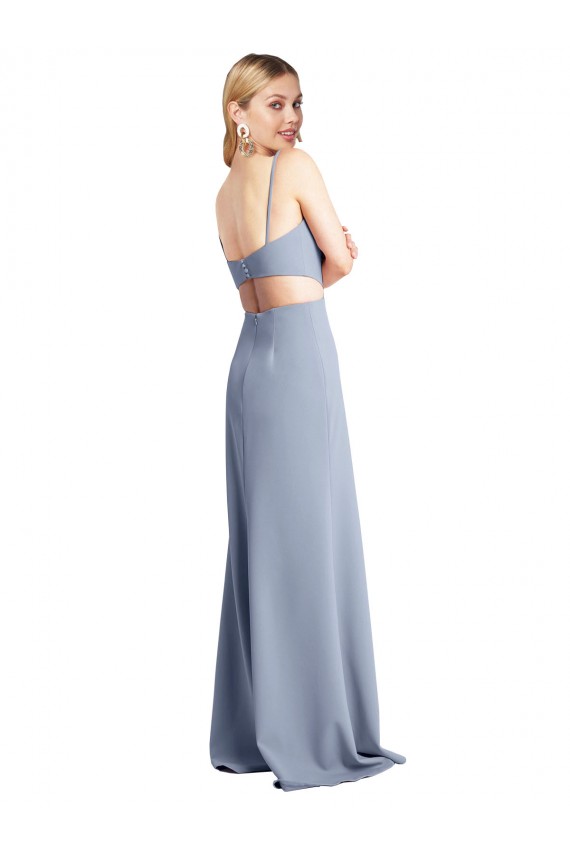 Online Feminine Scoop Neckline Long Crepe Slip Bridesmaid Dress / Prom Dress  UK