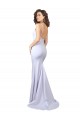 Online Simple Mermaid V-Neck Long Crepe Beach Wedding Dress with Right Slit UK