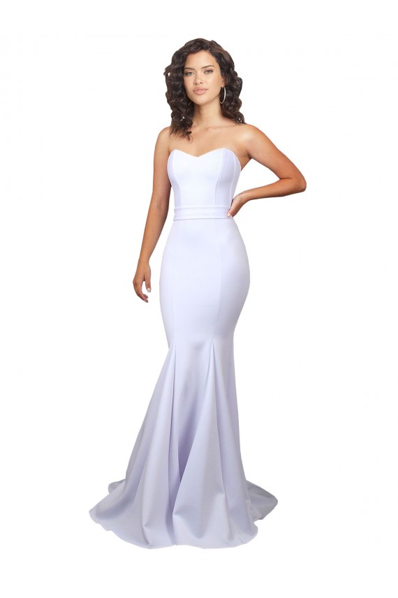 Online Simple Long Strapless Sweetheart Mermaid Crepe Beach Wedding Dress UK