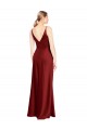 Online Full Length Long Formal Stretch Satin Slip Bridesmaid Dress / Prom Dress V-Back UK