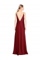 Online Floor Length Deep V-Back Formal Stretch Satin Bridesmaid Dress / Prom Dress with Front Slit UK
