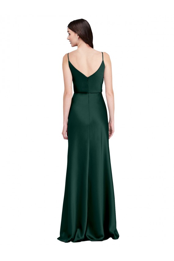 Online Fitted Cowl Neck Long Formal Stretch Satin Slip Bridesmaid Dress / Prom Dress with V-Back UK