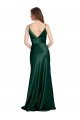 Online High V-Neck Long Full Length Sheath Formal Stretch Satin Bridesmaid Dress / Prom Dress UK