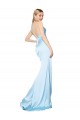Online Double Straps V-Neck Sleeveless Formal Stretch Satin Bridesmaid Dress / Prom Dress with High Slit UK