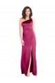 Online Sleek One Shoulder A-Line Long Formal Stretch Satin Bridesmaid Dress / Prom Dress with Spaghetti Straps Back UK