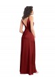 Online Faux Surplice Neckline Long Slim A-Line Formal Stretch Satin Bridesmaid Dress / Prom Dress UK