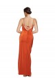 Online Front Cowl Neck Long Floor Length Formal Stretch Satin Bridesmaid Dress / Prom Dress with High Side Split UK