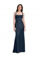 Online Square Neck A-Line Long Formal Stretch Satin Bridesmaid Dress / Prom Dress with Wide Straps UK