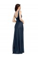 Online Square Neck A-Line Long Formal Stretch Satin Bridesmaid Dress / Prom Dress with Wide Straps UK