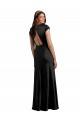 Online Plunging V-Neck Cap Cleeves Long Formal Stretch Satin Bridesmaid Dress / Prom Dress with Keyhole Back UK