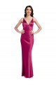Online V-Neck Spaghetti Straps Slim Formal Stretch Satin Bridesmaid Dress / Prom Dress with Low Scoop Back UK