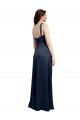 Online Cowl Neck Soft Long Formal Stretch Satin Bridesmaid Dress / Prom Dress with Side Slit and Pleated Straps UK