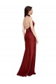 Online Backless Halter Long Formal Stretch Satin Bridesmaid Dress / Prom Dress UK