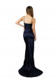 Online Pleated Sash Skirt Long Formal Stretch Satin Bridesmaid Dress / Prom Dress with High Slit UK