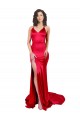 Online Mermaid Open Back Long Formal Stretch Satin Bridesmaid Dress / Prom Dress with High Slit UK
