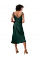 Online Spaghetti Straps Tie Shoulders Cowl Neck Short Midi Length Formal Stretch Satin Cocktail Bridesmaid Dress / Prom Dress UK