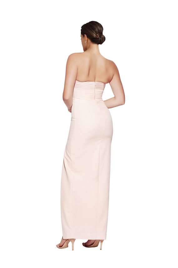 Online Cowl Neck Strapless Formal Stretch Satin Bridesmaid Dress / Prom Dress with High Split UK