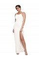 Online High Neck Formal Stretch Satin Bridesmaid Dress / Prom Dress with Low Back and Side Slit UK
