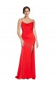 Online Low Back Cowl Neck Formal Stretch Satin Bridesmaid Dress / Prom Dress with High Side Slit UK