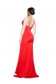 Online Low Back Cowl Neck Formal Stretch Satin Bridesmaid Dress / Prom Dress with High Side Slit UK