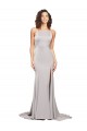 Online High Neck Low Back Long Full Length Formal Stretch Satin Bridesmaid Dress / Prom Dress UK
