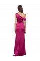 Online Off the Shoulder Short Sleeves Formal Stretch Satin Bridesmaid Dress / Prom Dress with Side Slit UK