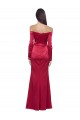 Online Long Sleeves Off the Shoulder Formal Stretch Satin Bridesmaid Dress / Prom Dress with High Side Split UK