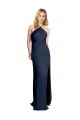 Online Halter Neckline Long Formal Stretch Satin Bridesmaid Dress / Prom Dress with Strappy Back and Side Slit UK