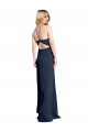 Online Halter Neckline Long Formal Stretch Satin Bridesmaid Dress / Prom Dress with Strappy Back and Side Slit UK