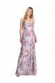 Online Draped Cowl Neck Long Printed Formal Stretch Satin Bridesmaid Dress UK