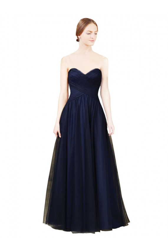 Online Draped Bodice Sweeheart Long Tulle Bridesmaid Dress UK