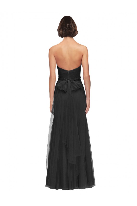 Online Long Tulle Bridesmaid Dress with Sweetheart Neckline and Belt UK