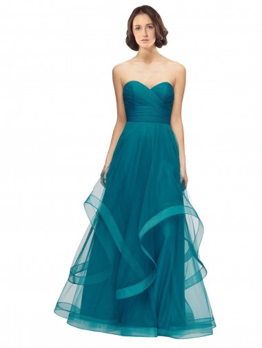 Online Sweetheart Tulle Bridesmaid Dress with Wide Waistband UK