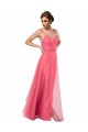 Online Flowy A-Line Tulle Bridesmaid Dress with Double Straps and V-Neck UK