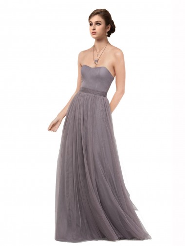 Online Strapless Tulle Bridesmaid Dress with Waistband UK