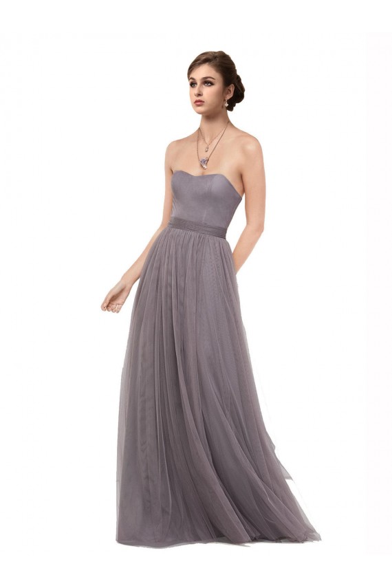 Online Strapless Tulle Bridesmaid Dress with Waistband UK