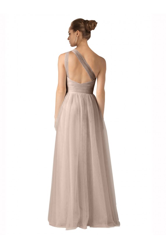 Online Illusion One Shoulder Tulle Bridesmaid Dress with Shirred Bodice UK
