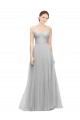 Online Long Twisted Sweetheart Neckline Tulle Bridesmaid Dress UK