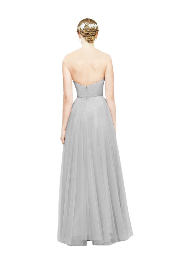 Online Long Twisted Sweetheart Neckline Tulle Bridesmaid Dress UK